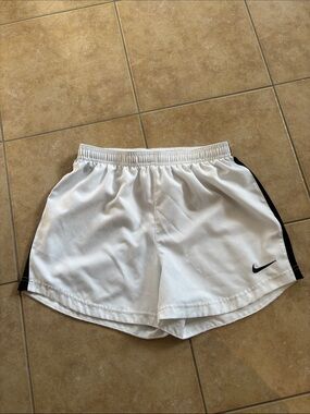 Nike White Women's Athletic Shorts with Black Side Stripe